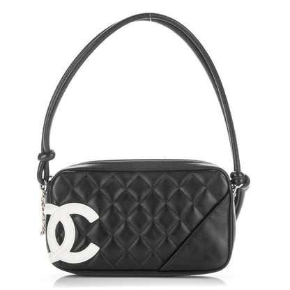 Chanel Calfskin Quilted Cambon Pochette Black White 1 of 7