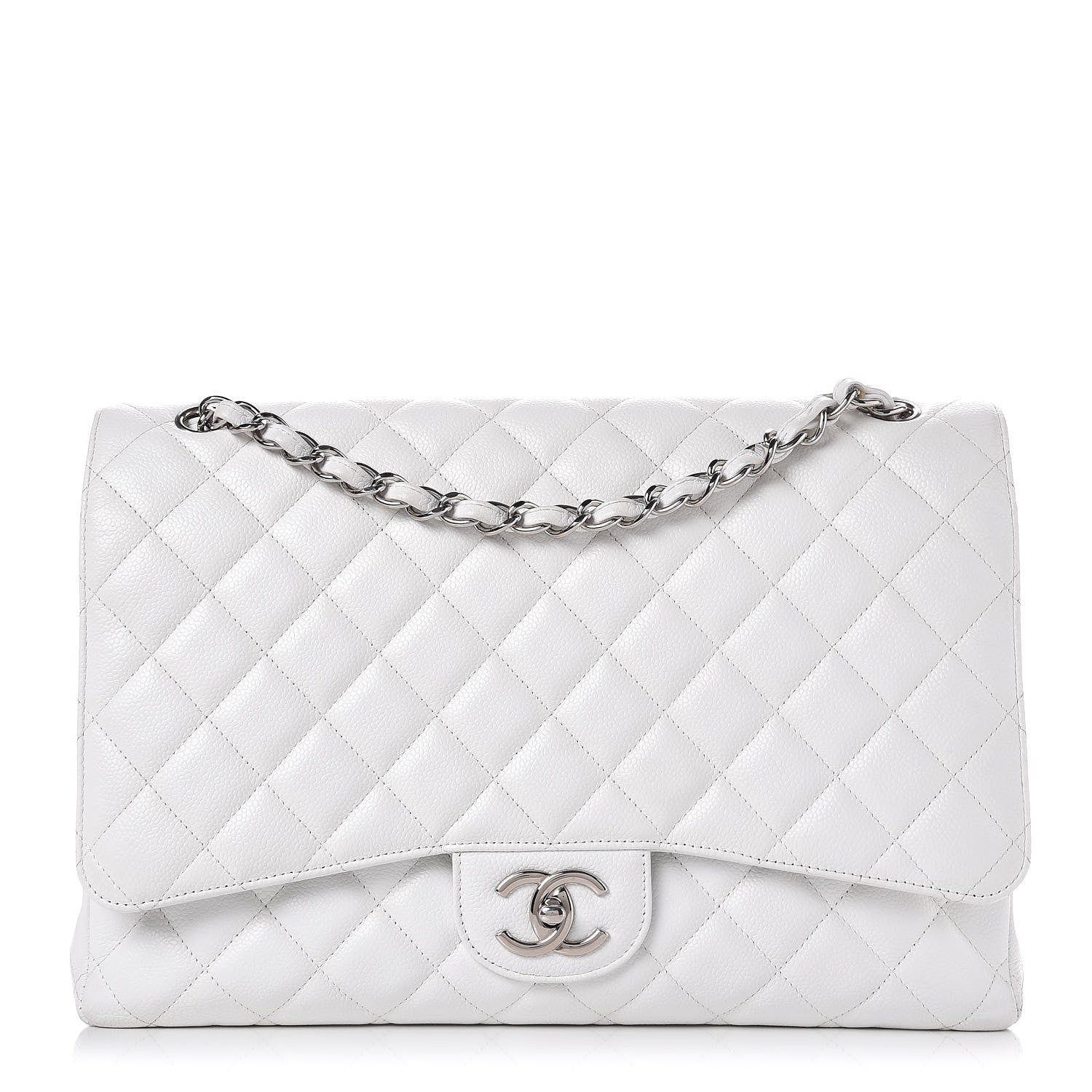 Chanel Caviar Quilted Maxi Double Flap White 1 of 12