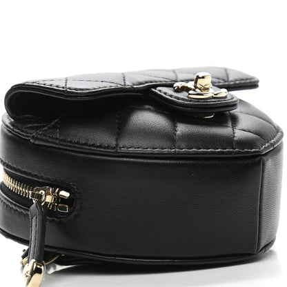 Chanel Lambskin Quilted CC In Love Heart Waist Belt Bag With Chain Black 9 of 11