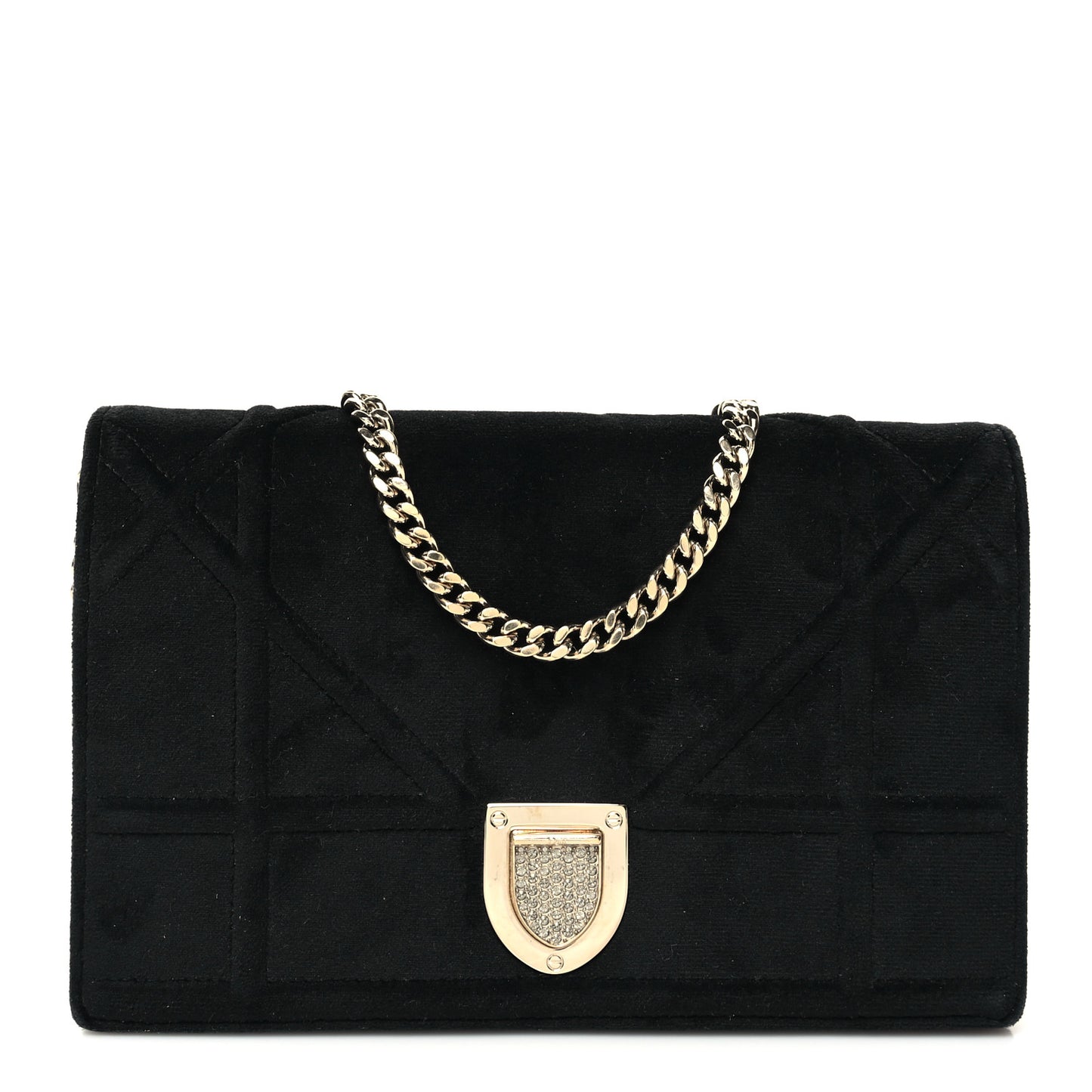 Velvet Diorama Wallet on Chain Pouch Black