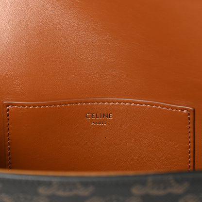Celine Triomphe Canvas Calfskin Tabou Clutch on Strap Tan 6 of 8
