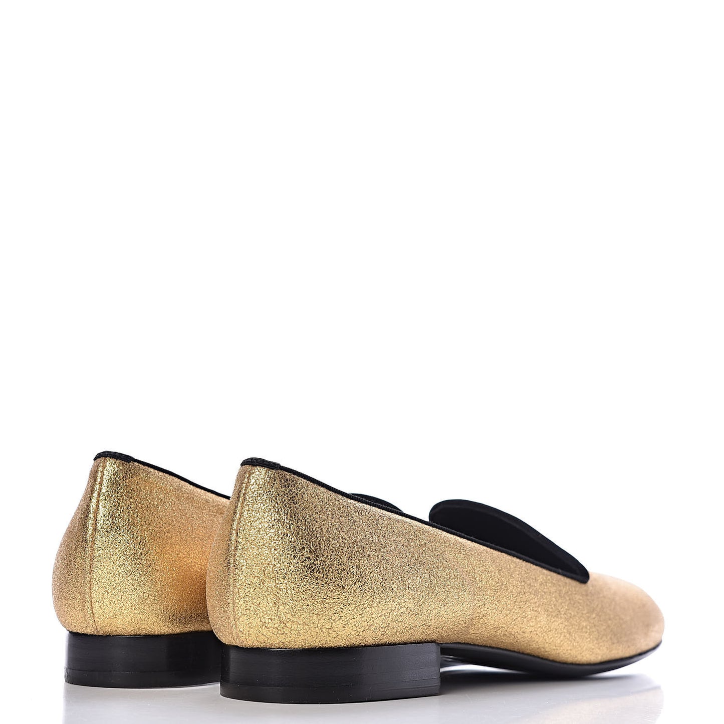 Metallic Calfskin Smoking Slipper Flat Loafers 37 Gold