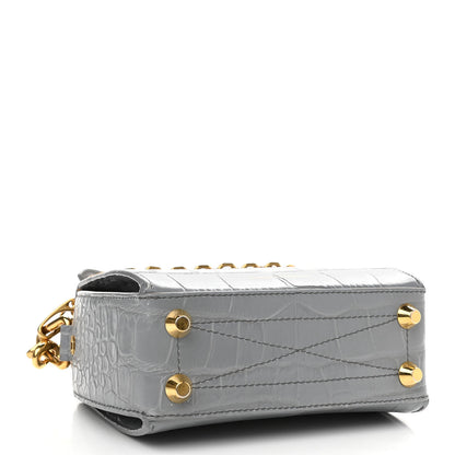 Alexander McQueen Calfskin Crocodile Embossed Box Shoulder Bag 16 Grey 4 of 17