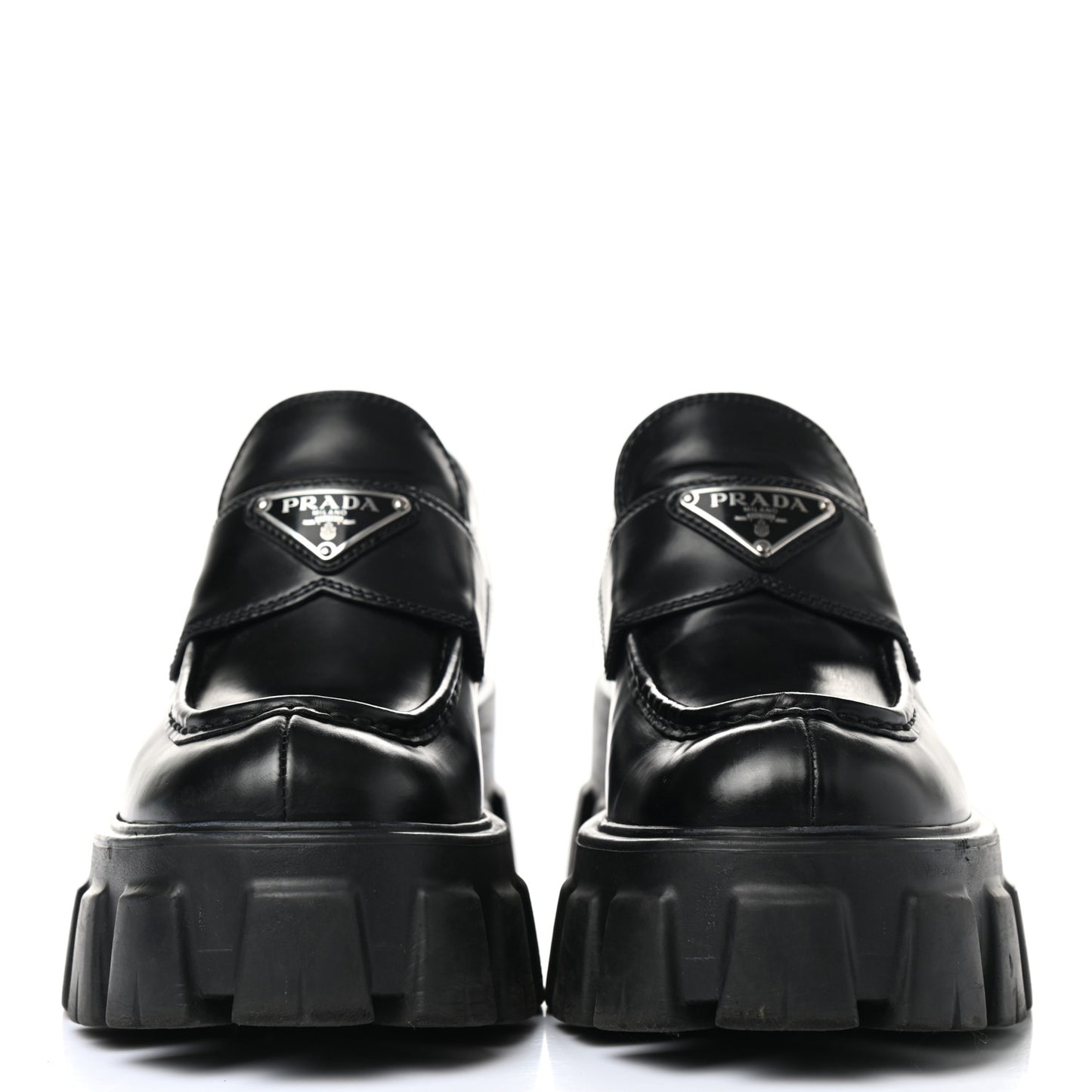 Spazzolato Rois Metal Triangle Logo Monolith 55mm Loafers 37 Black