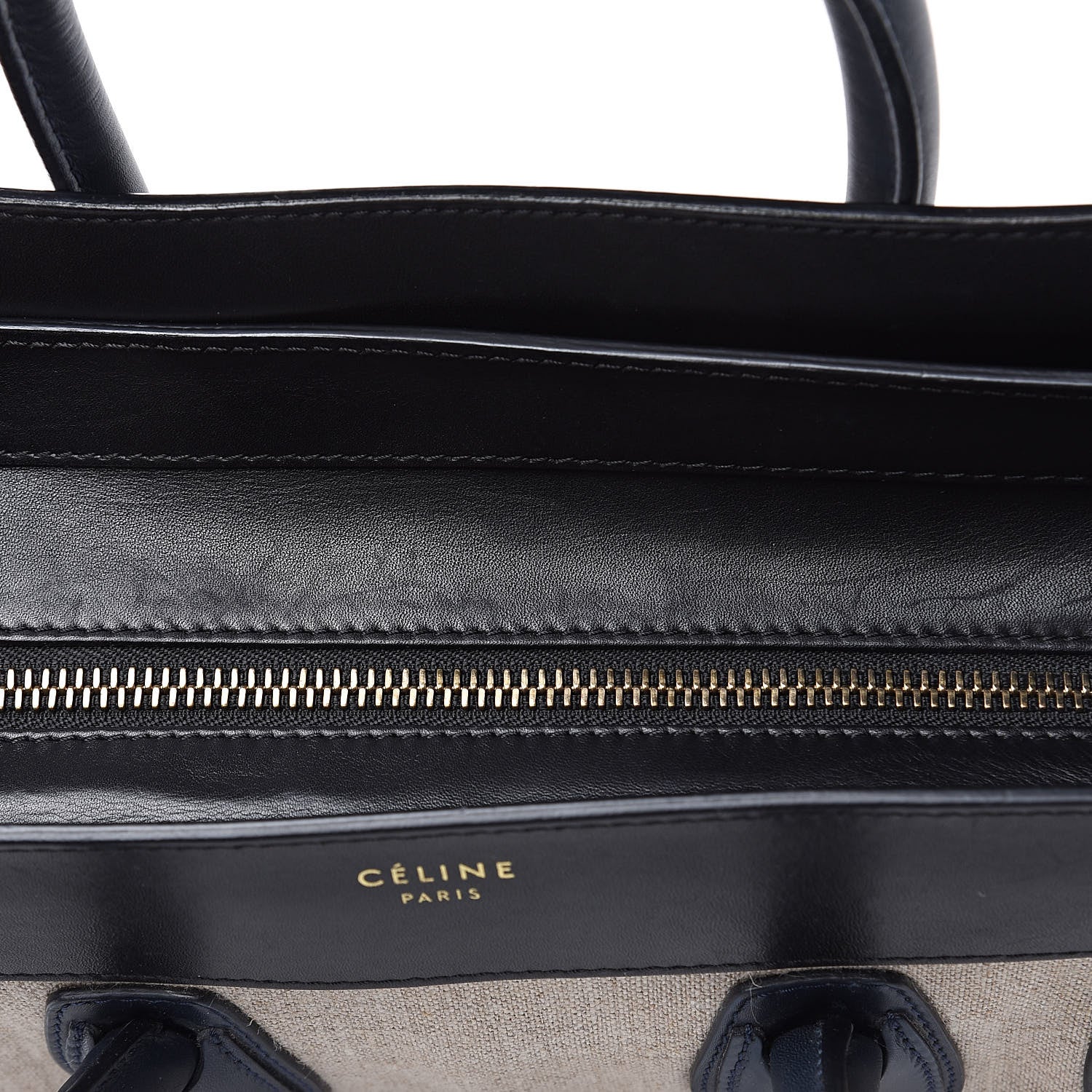 Celine Linen Smooth Calfskin Mini Bi-Color Luggage Natural Black 19 of 19