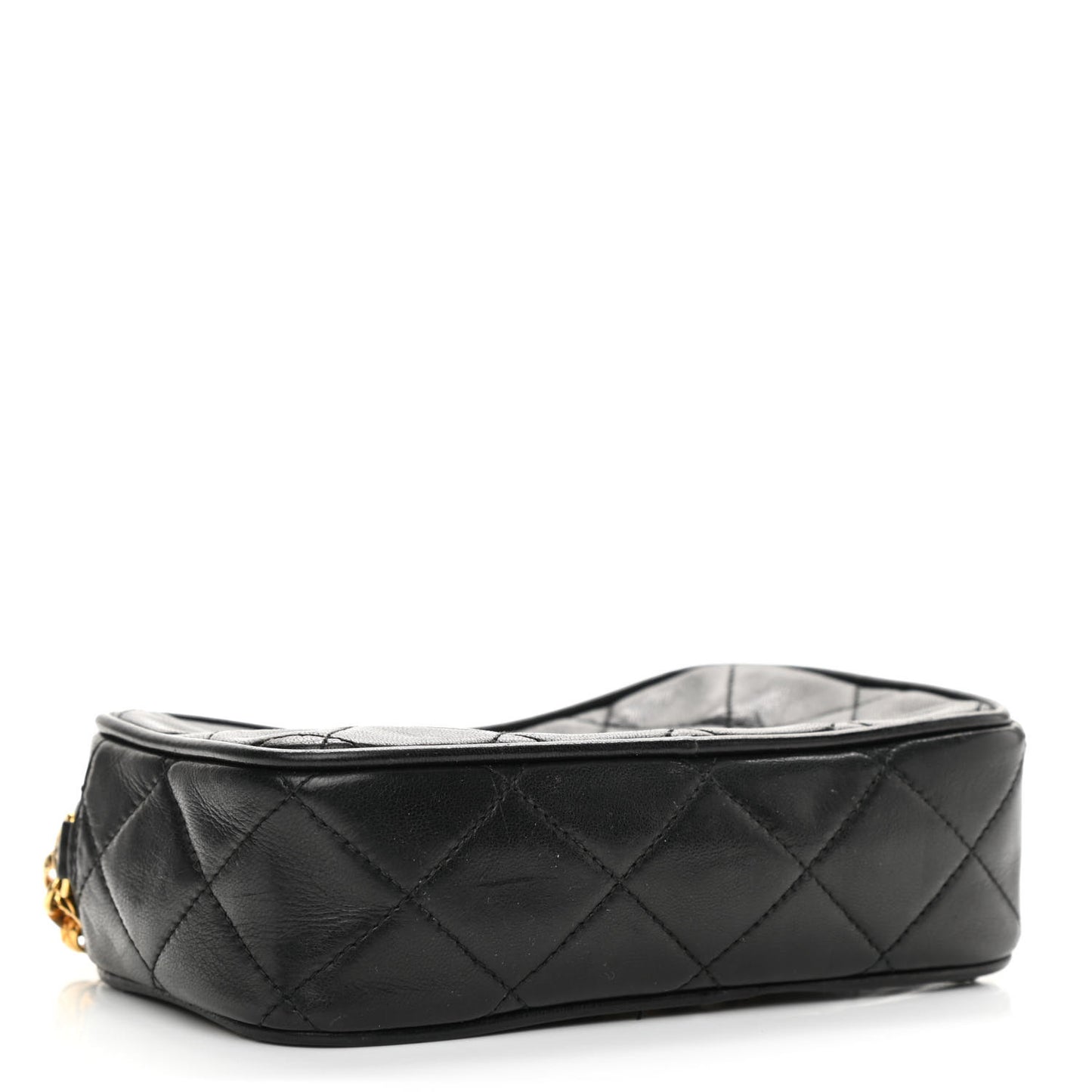 Lambskin Quilted Tassel Camera Case Black