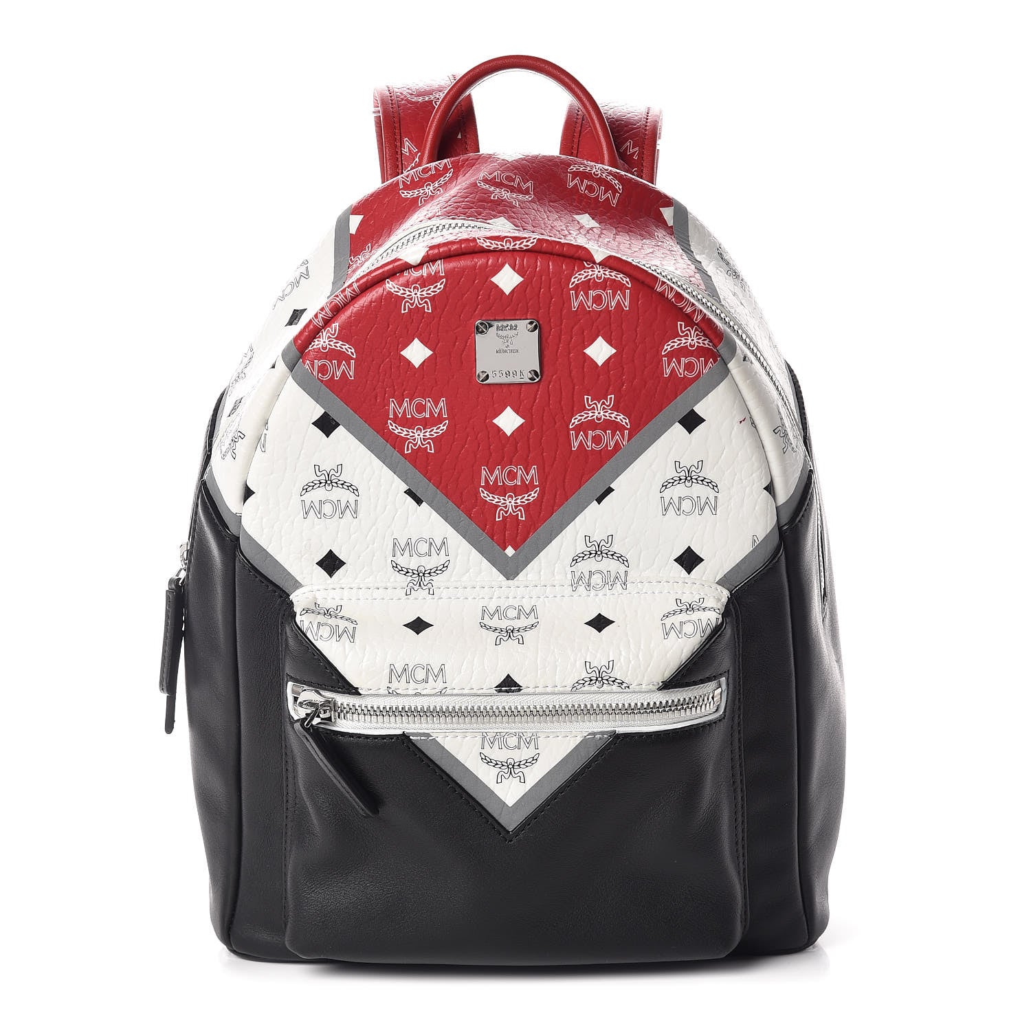 MCM Visetos Chevron Colorblock Small Stark Backpack Black 1 of 9