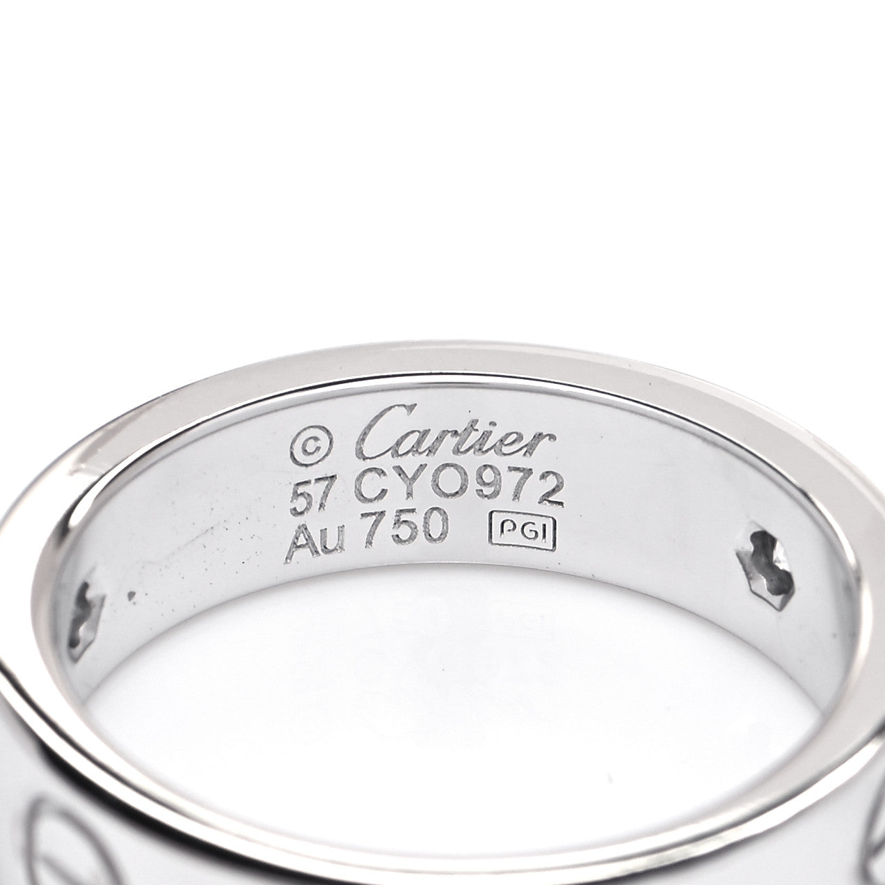 18K White Gold 3 Diamond 5.5mm LOVE Ring 57 8
