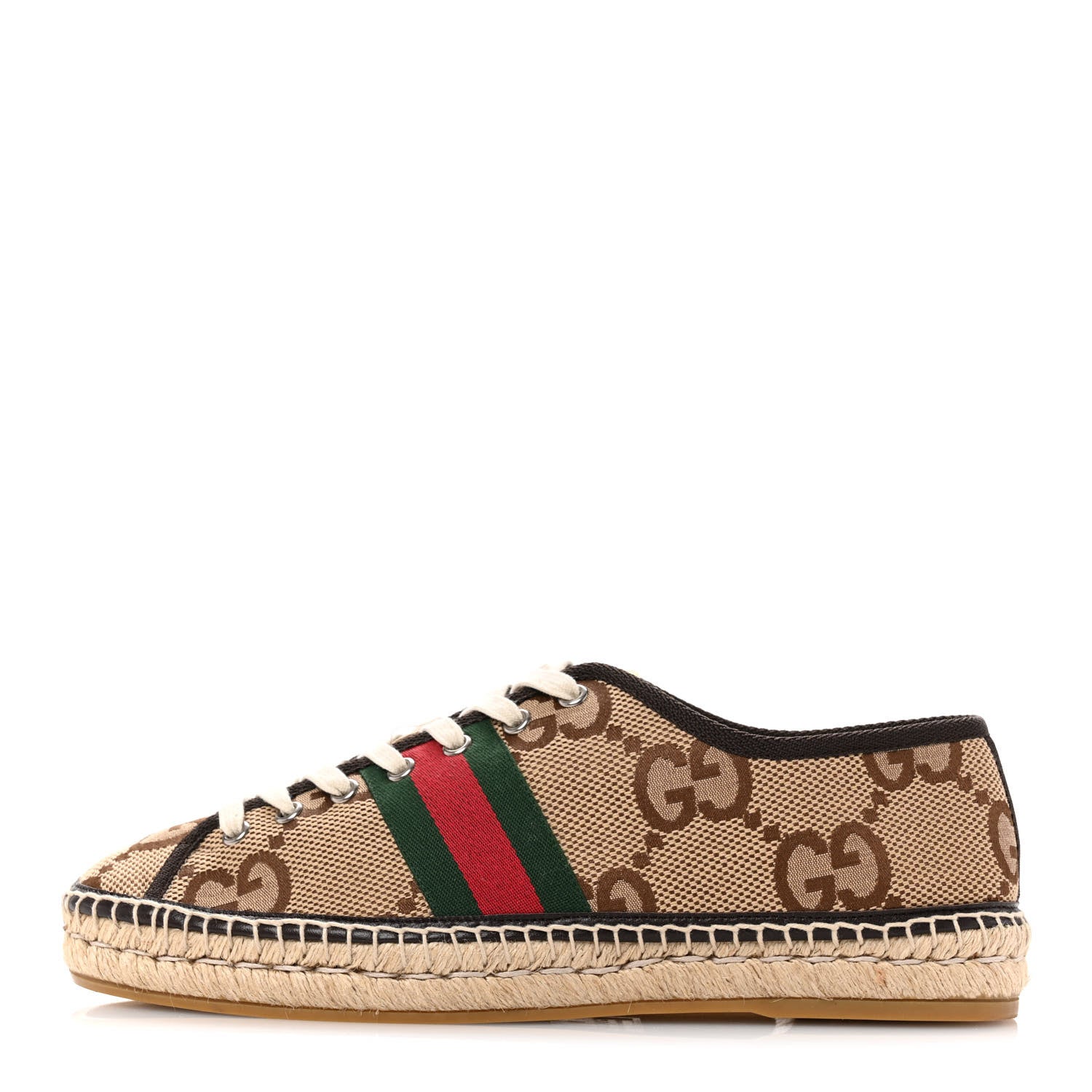 Gucci Monogram Macro GG Web Mens Espadrille Sneakers 8 Camel Ebony Cocoa 1 of 13