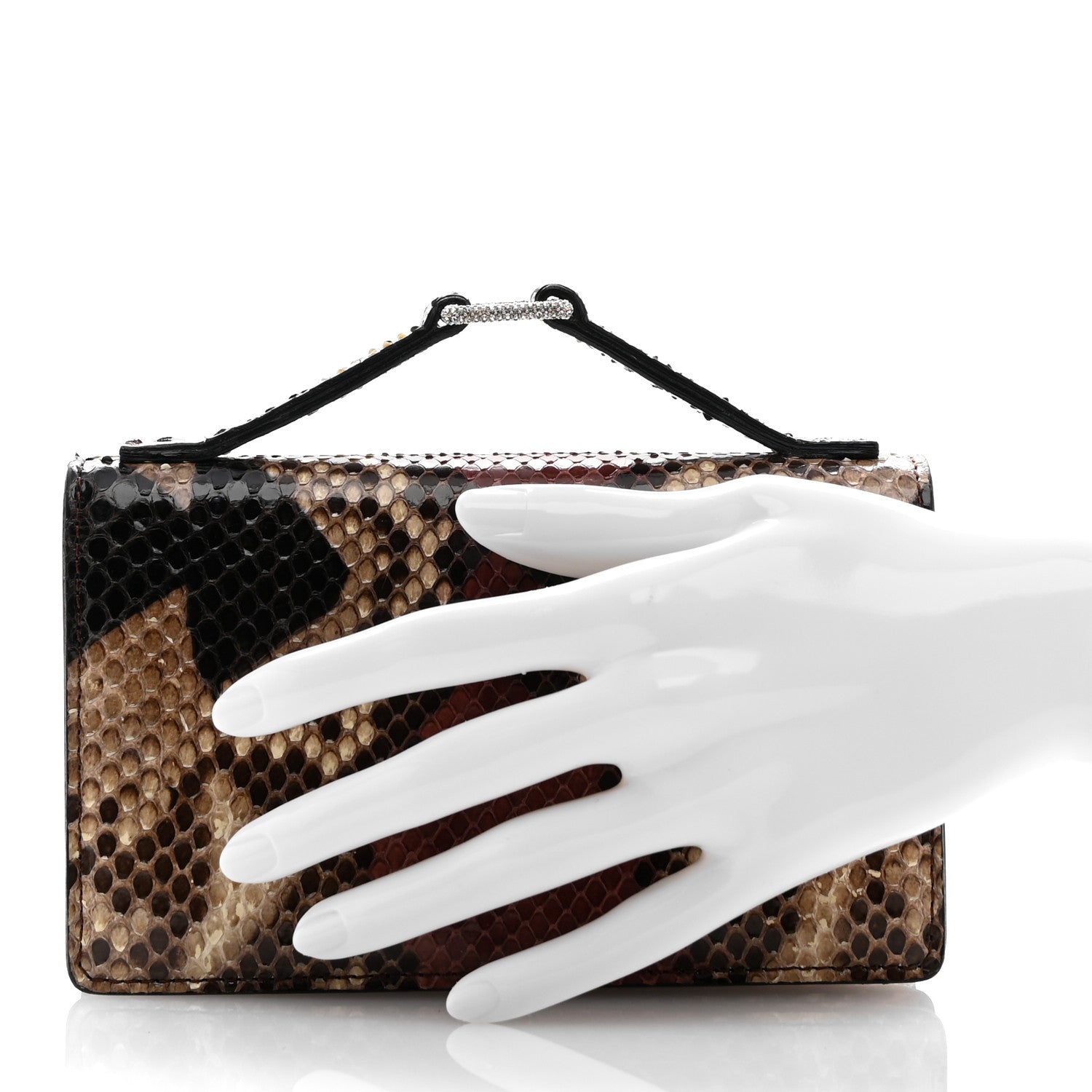 Valentino Garavani Snakeskin Crystal Clutch Brown Multicolor 2 of 10