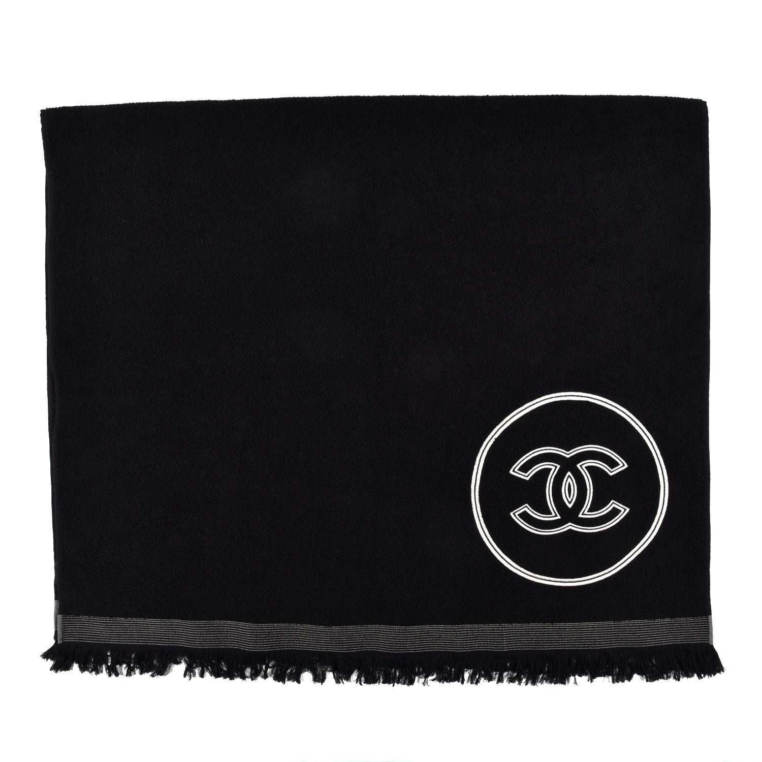 Chanel Terry Cotton CC Beach Towel Black 1 of 4