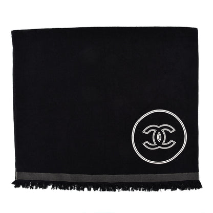 Chanel Terry Cotton CC Beach Towel Black 1 of 4