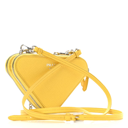 Prada Saffiano Mini Triangle Crossbody Pouch Sole 3 of 11