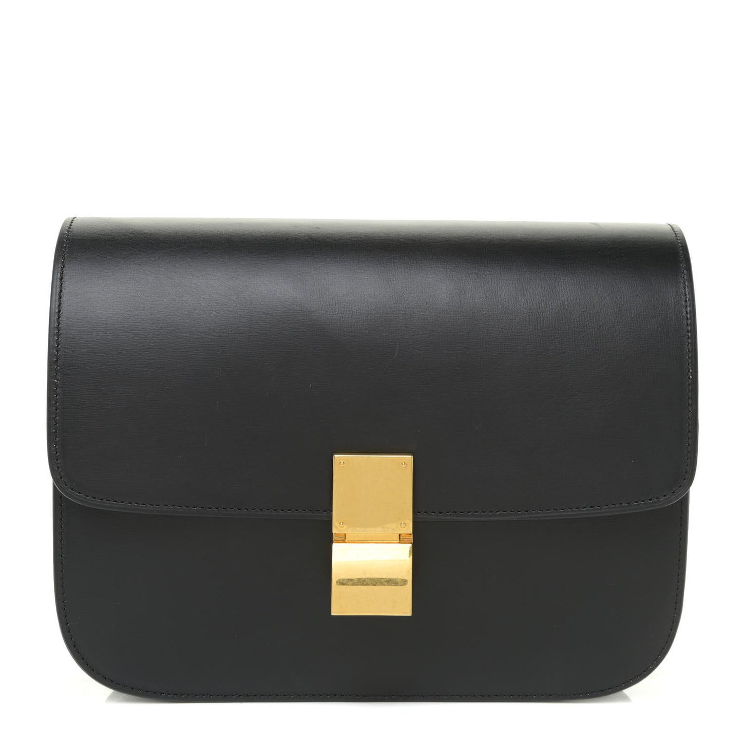 Box Calfskin Medium Classic Box Flap Bag Black