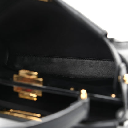 Fendi Vitello Seta Shiny Nappa Medium Peekaboo Iconic Satchel Black 6 of 10