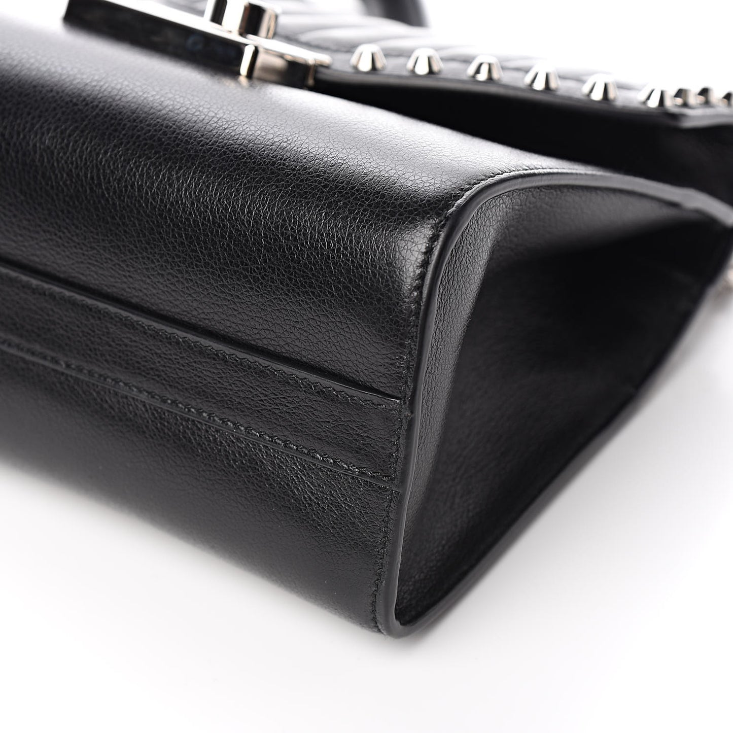 Glace Calfskin Studded Sound Flap Crossbody Shoulder Bag Black