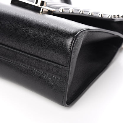 Prada Glace Calfskin Studded Sound Flap Crossbody Shoulder Bag Black 8 of 9