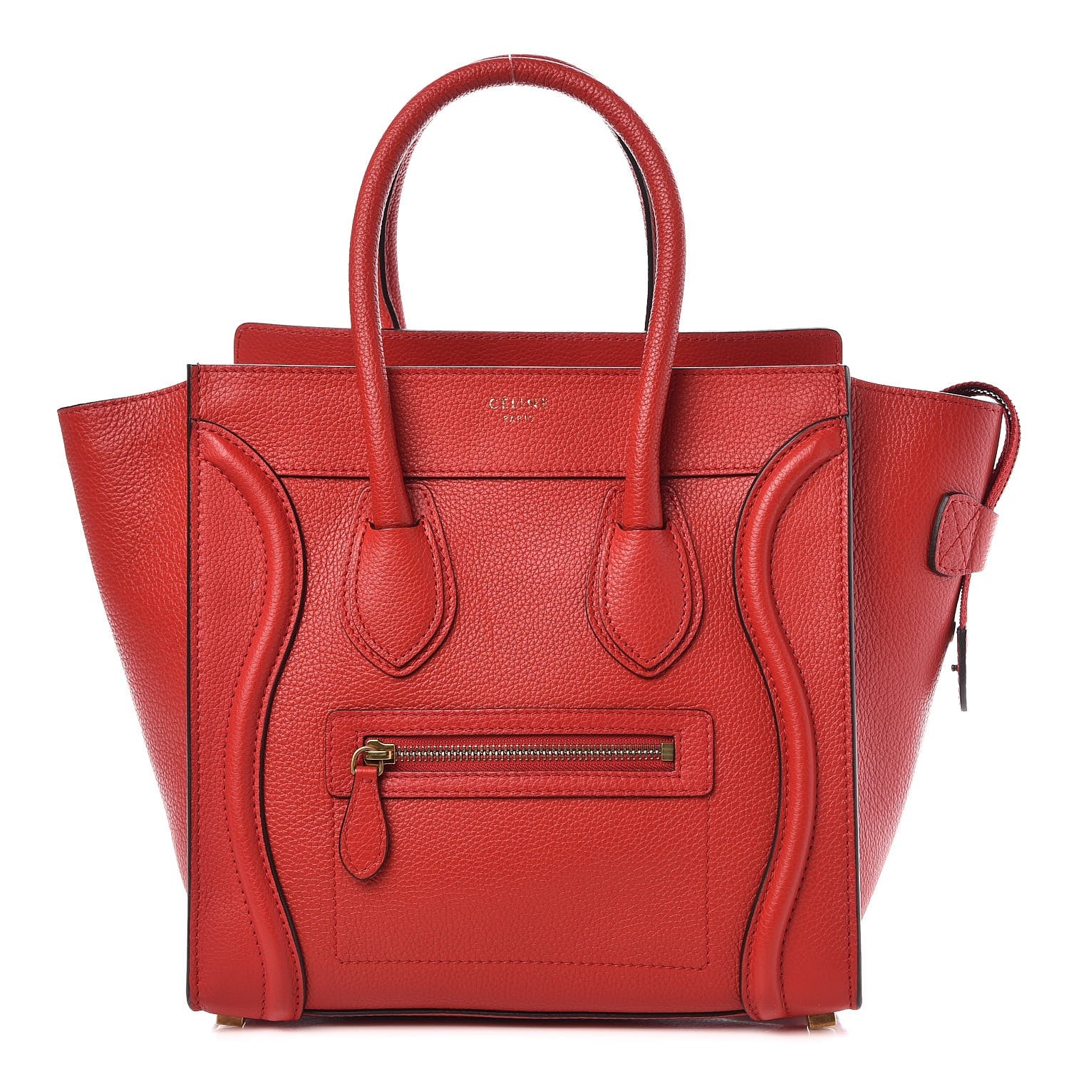 Celine Drummed Calfskin Micro Luggage Coquelicot 1 of 9