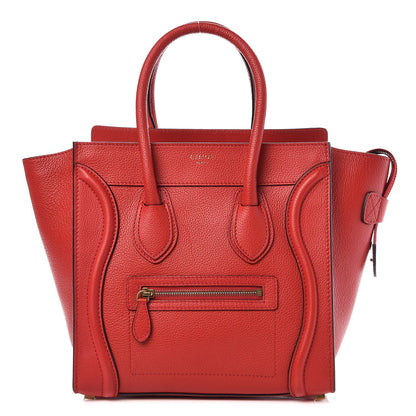 Celine Drummed Calfskin Micro Luggage Coquelicot 1 of 9