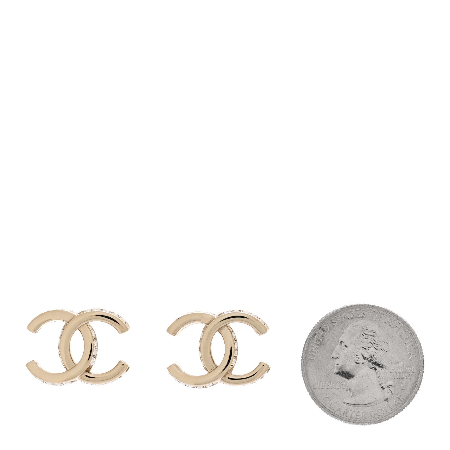 Chanel Metal Baguette Crystal CC Earrings Gold 3 of 4