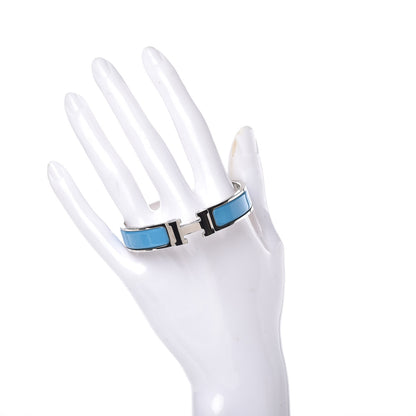 Hermes Enamel Narrow Clic Clac H Bracelet PM Blue Jean 2 of 5