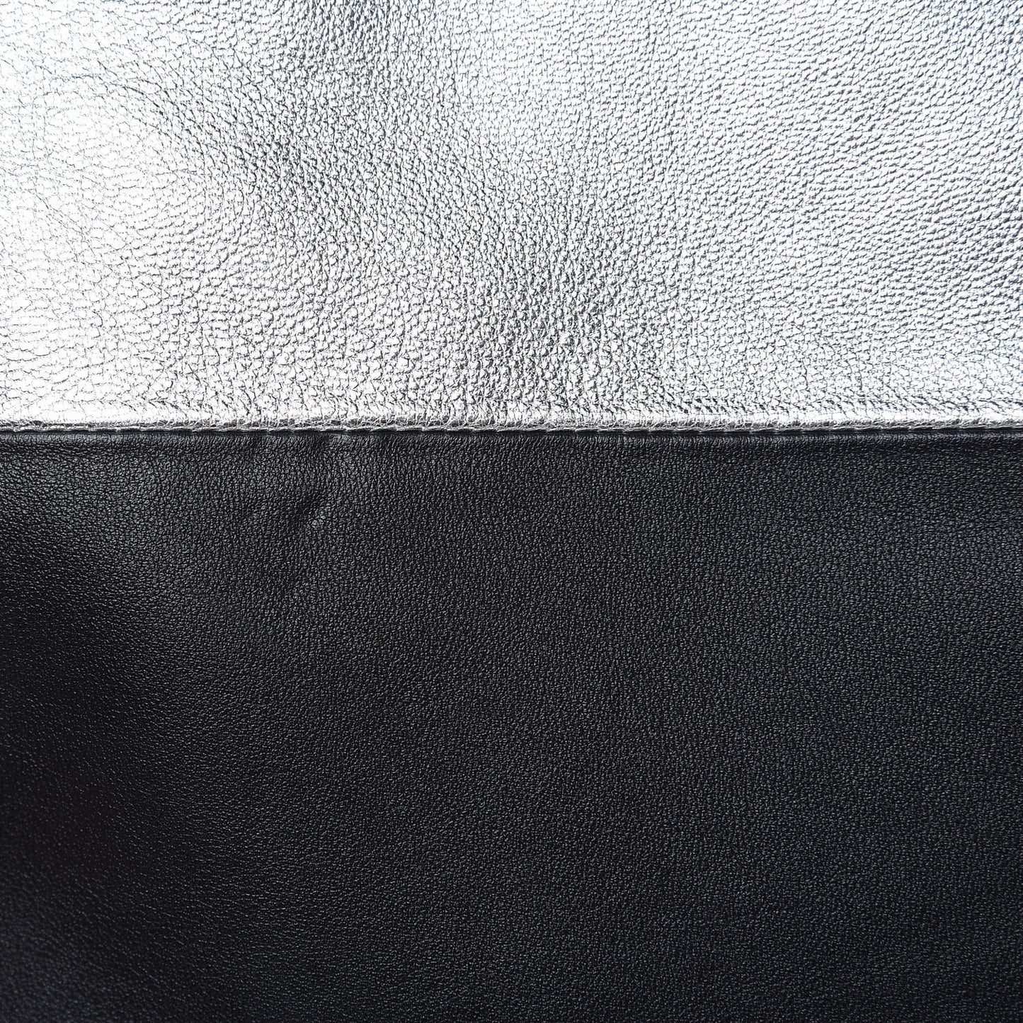 Metallic Goatskin Calfskin Bi-Color Large Boy Tote Black Silver