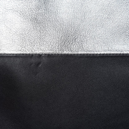 Chanel Metallic Goatskin Calfskin Bi-Color Large Boy Tote Black Silver 14 of 18