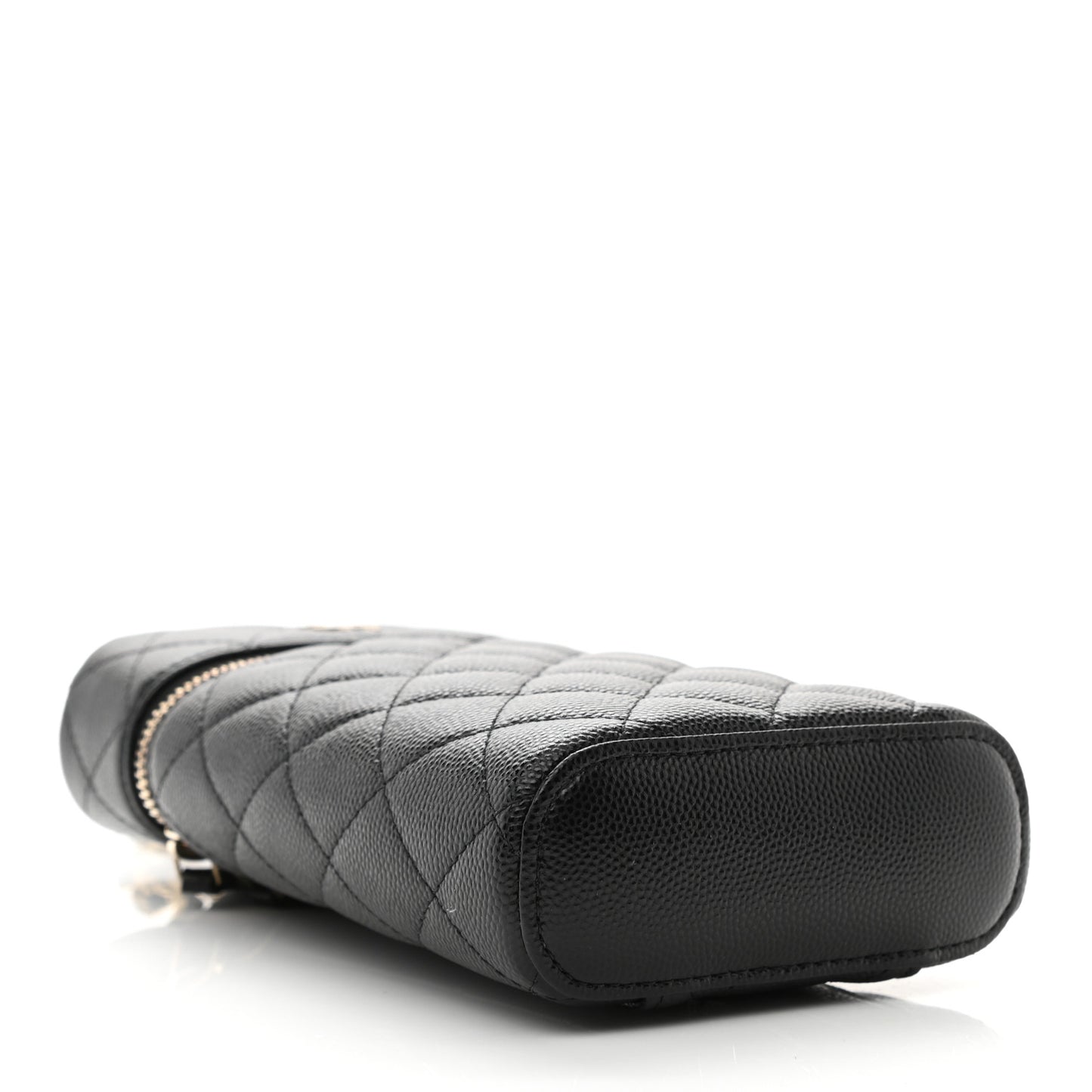 Caviar Quilted Phone Holder With Chain Black