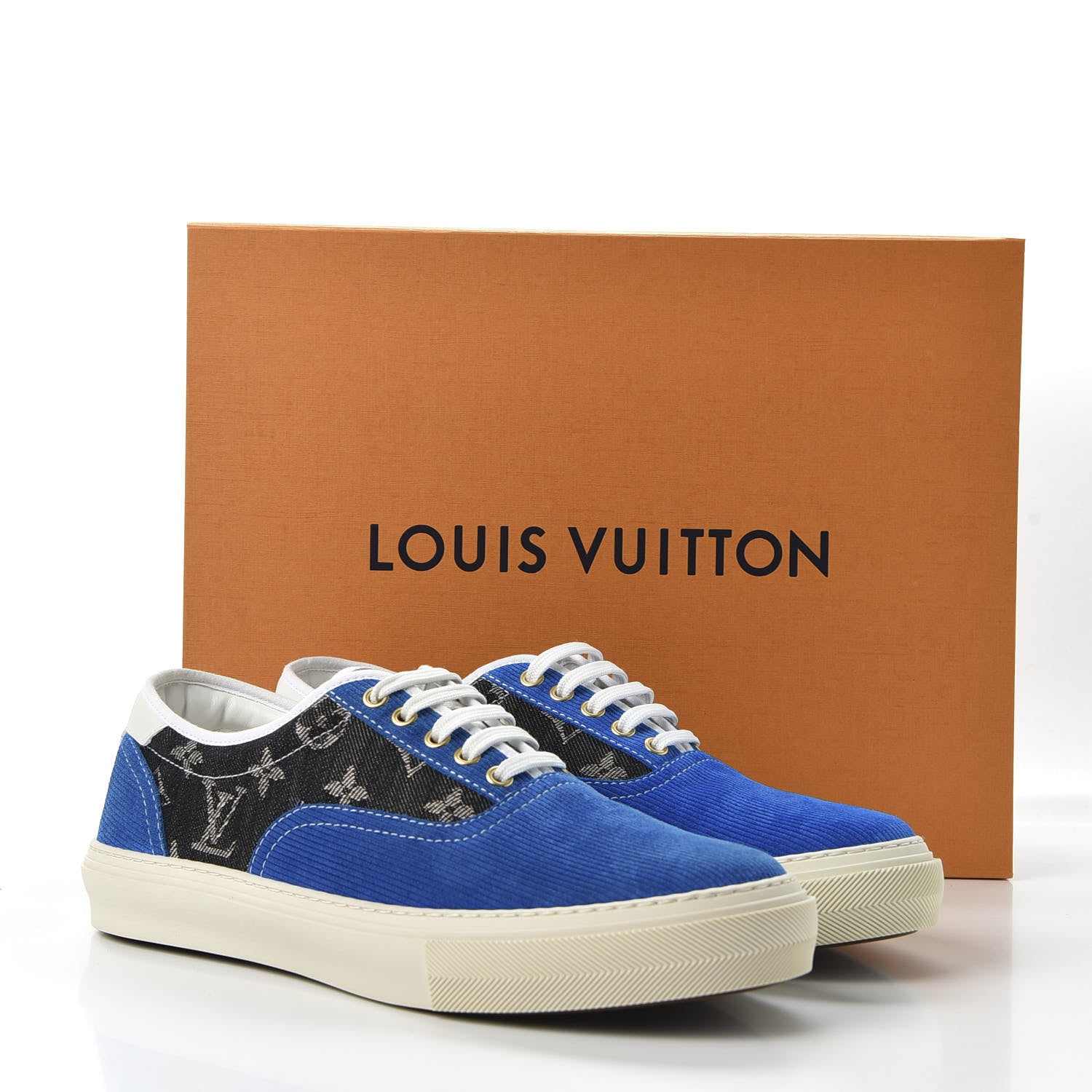 Louis Vuitton Suede Savane Monogram Mens Trocadero Richelieu Sneakers 9.5 Blue 10 of 10