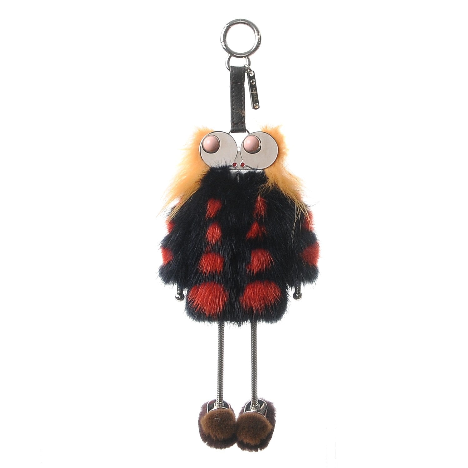 Fendi Calfskin Mink Fox Fur Witches Bag Charm Navy Pink 1 of 4
