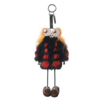 Fendi Calfskin Mink Fox Fur Witches Bag Charm Navy Pink 1 of 4