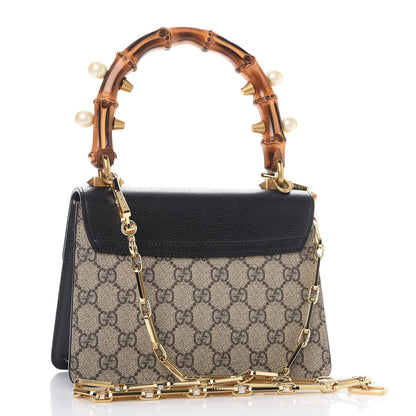 Gucci GG Supreme Monogram Goatskin Pearl Mini Fox Broche Bamboo Top Handle Bag Beige Ebony Black Hibiscus Red Mystic White 3 of 8