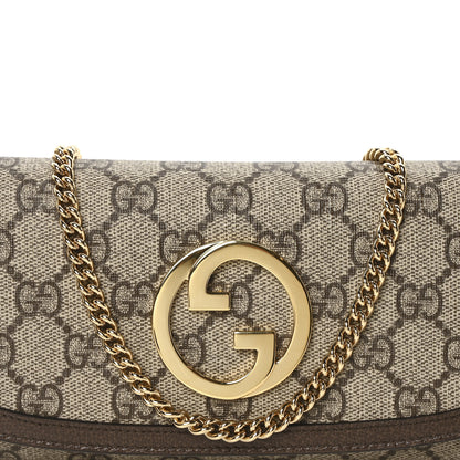 Gucci GG Supreme Monogram Textured Dollar Calfskin Blondie Continental Chain Wallet Beige Ebony New Acero 7 of 9