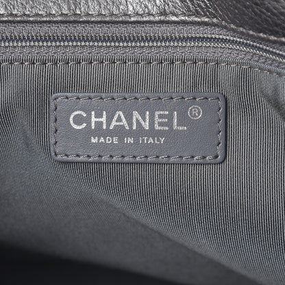 Chanel Metallic Grained Calfskin Quilted Large Casual Pocket Bowling Bag Silver 7 of 8