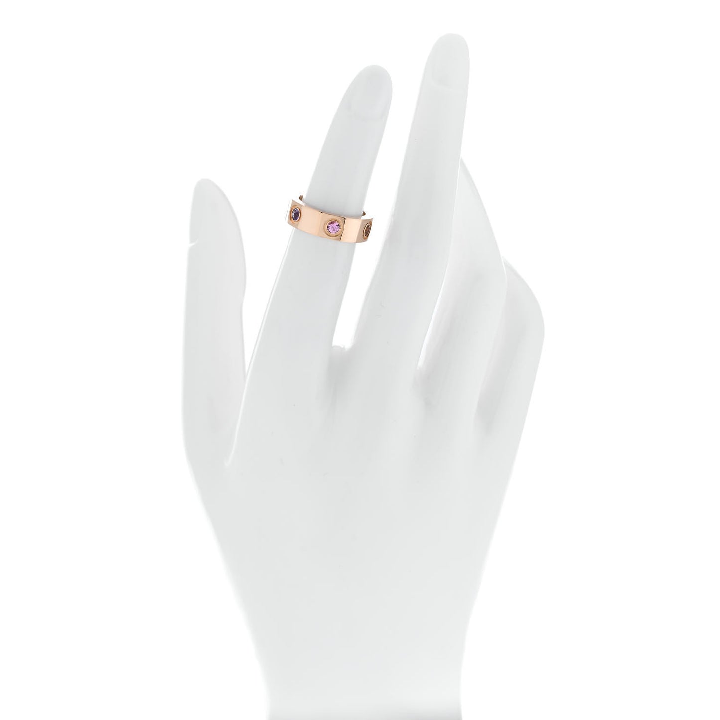 18K Pink Gold Sapphire Garnet Amethyst 5.5mm LOVE Ring 47 4.25