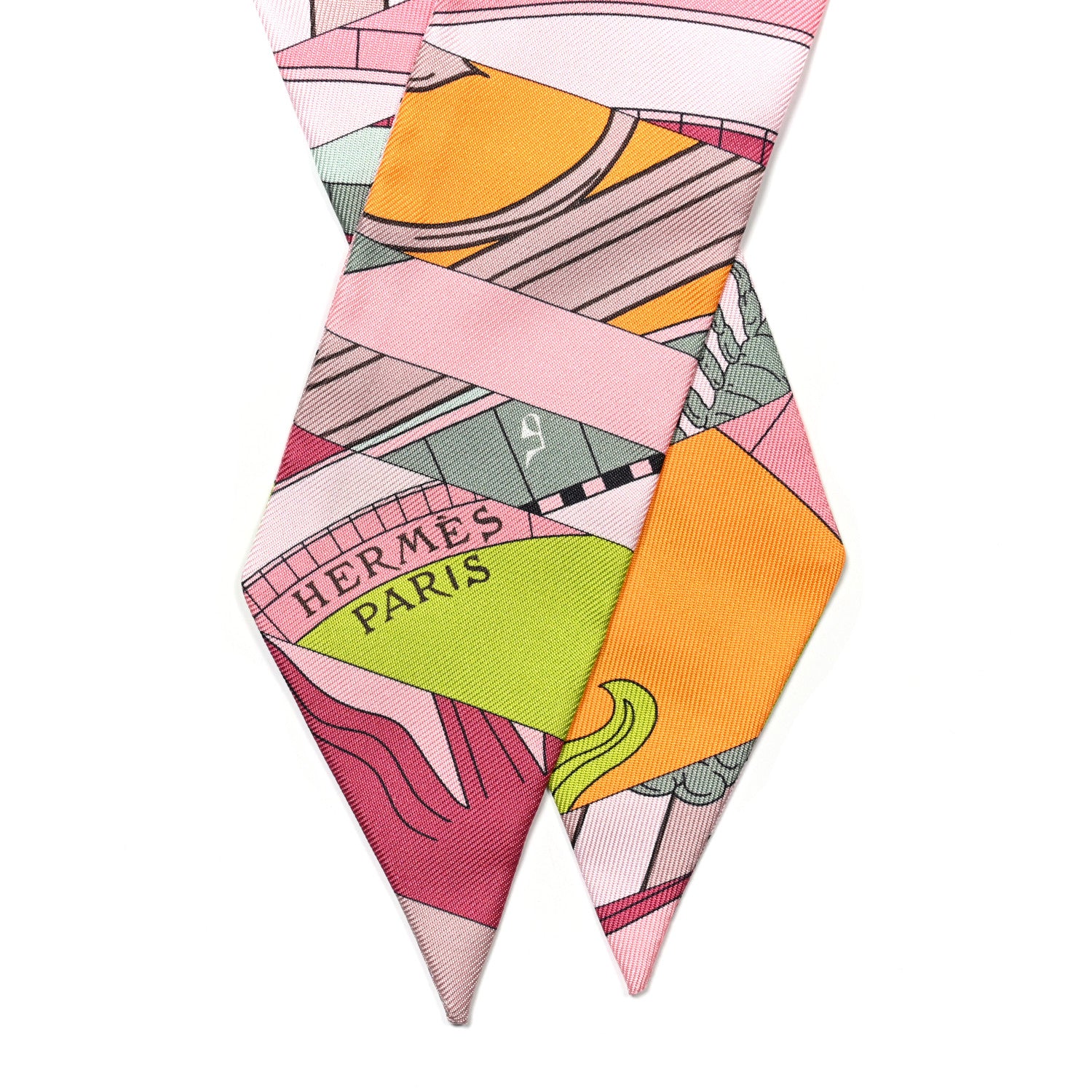 Hermes Silk Astrologie Nouvelle Twilly Rose Framboise Pistache 2 of 4