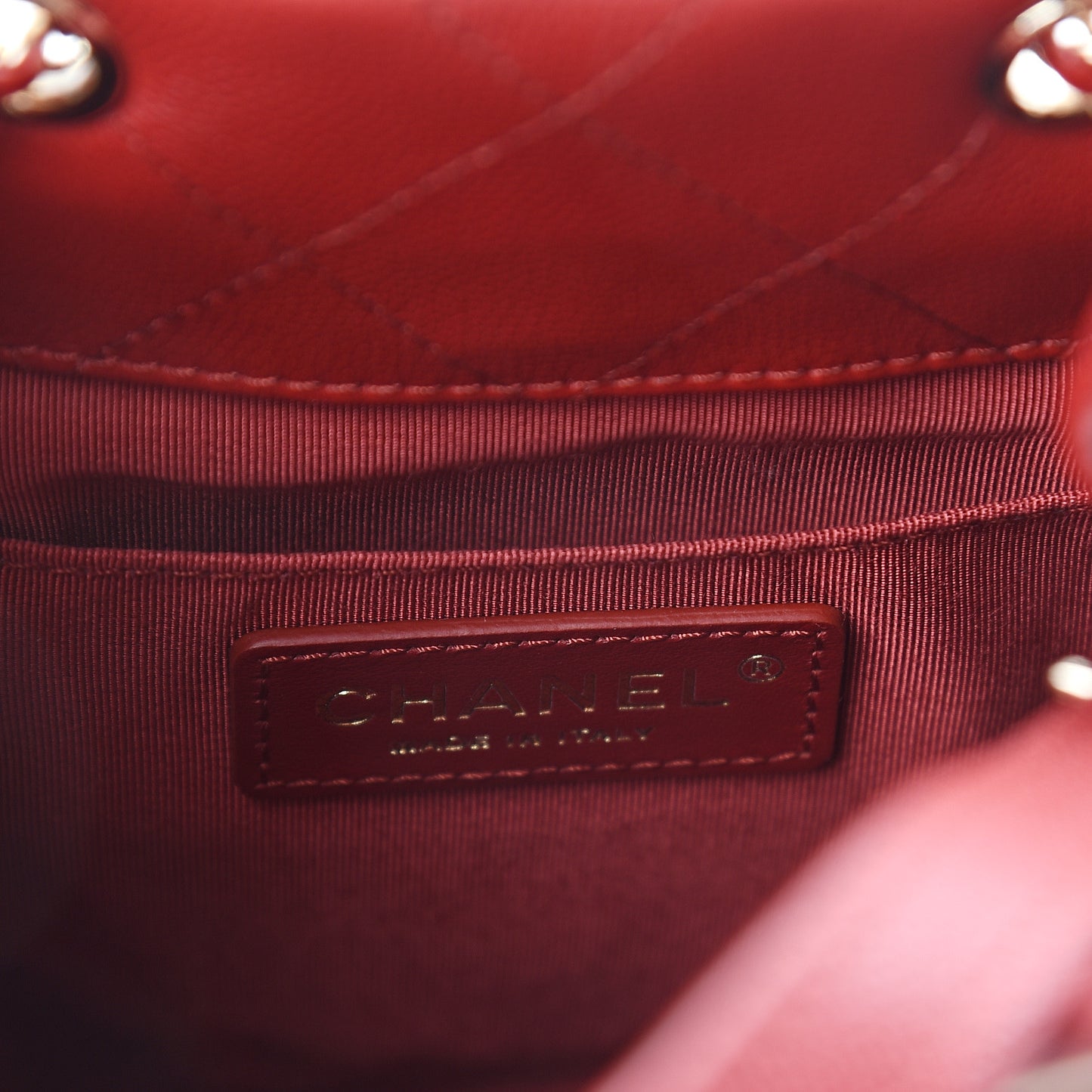 Caviar Quilted Rolled Up Bucket Drawstring Bag Red