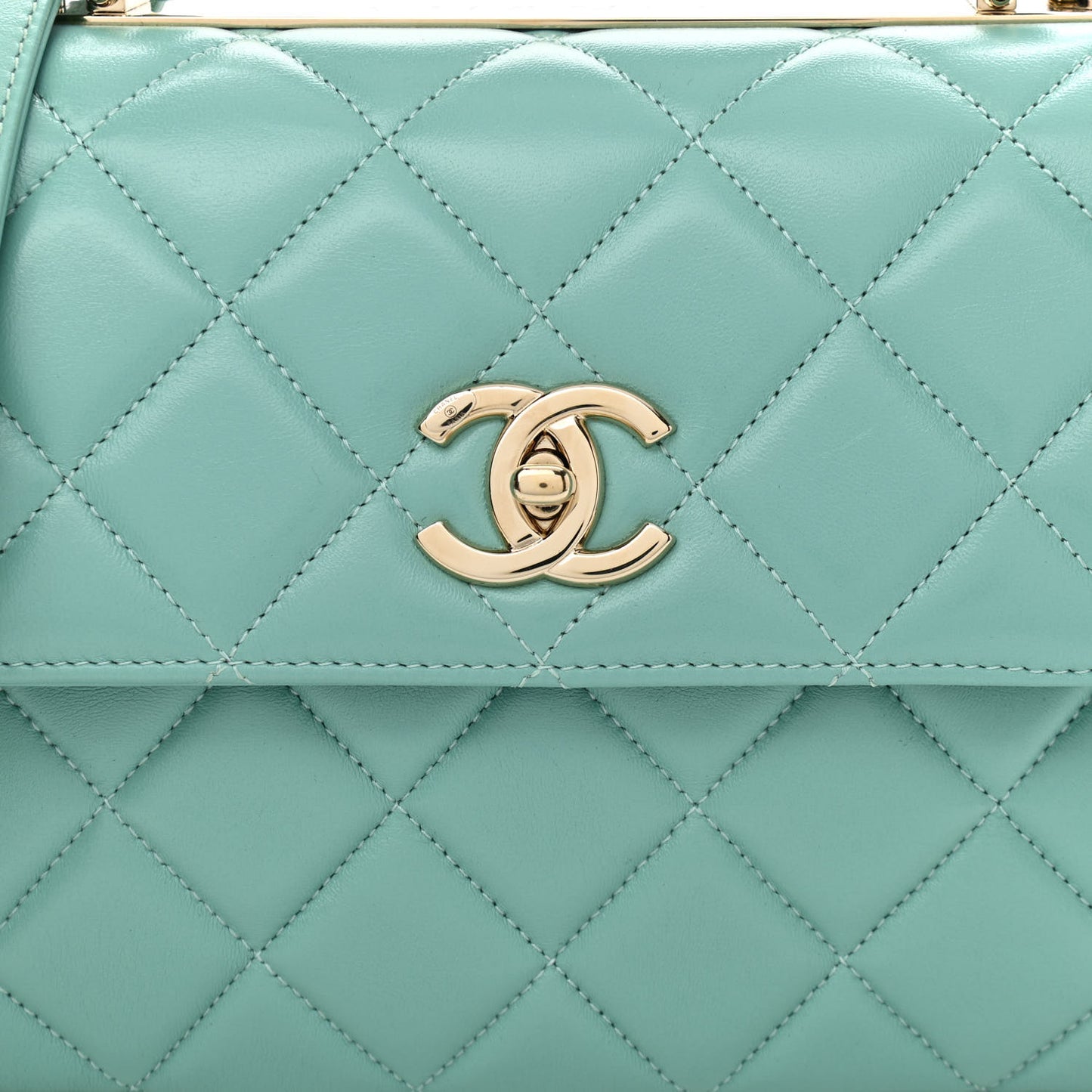 Lambskin Quilted Small Trendy CC Flap Dual Handle Bag Light Green
