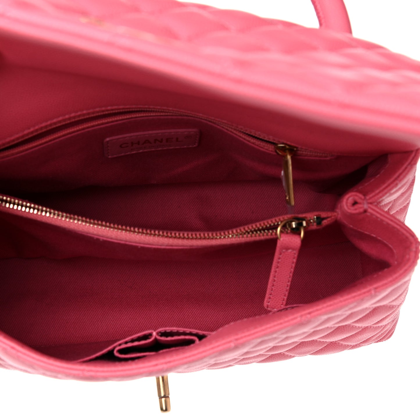 Caviar Quilted Small Coco Handle Flap Pink