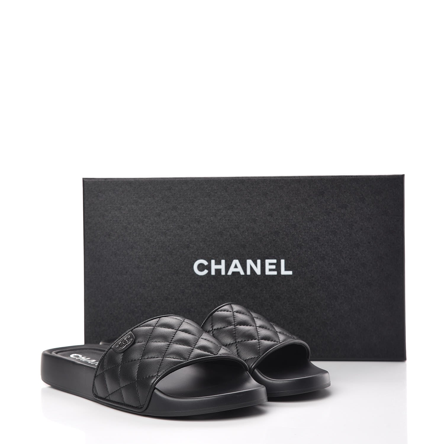 Chanel Lambskin Quilted CC Mules Sandals 39 Black 10 of 10