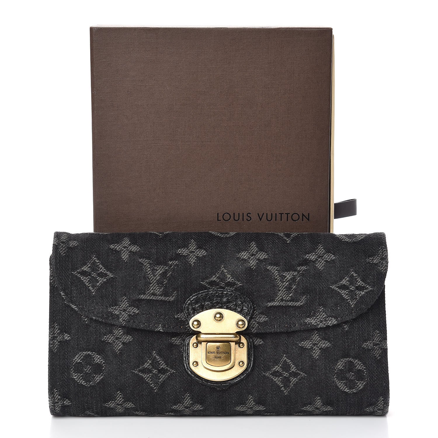 Louis Vuitton Denim Amelia Wallet Black 8 of 8