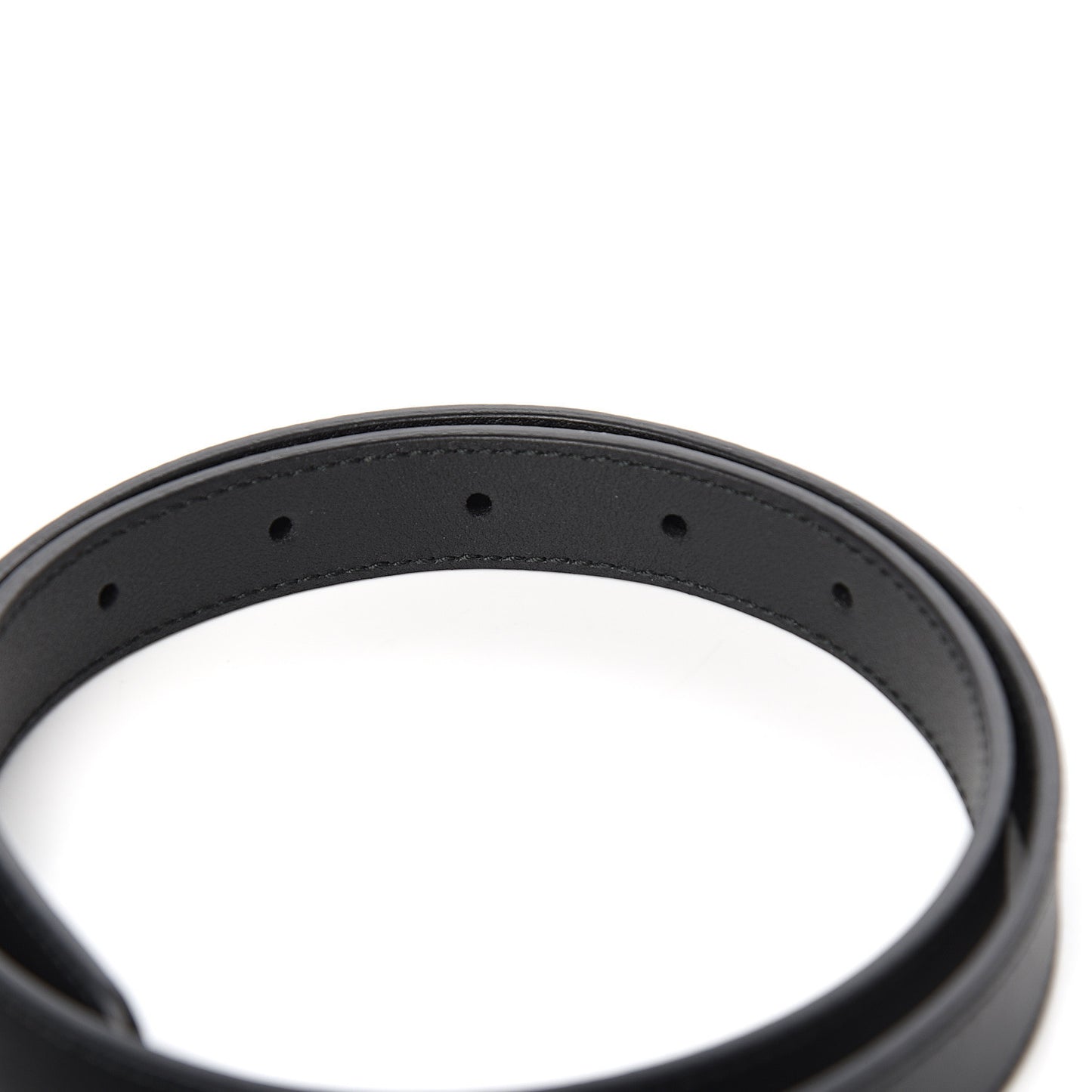 Moon Calfskin Pearl Double G 20mm Belt 80 32 Black Cream