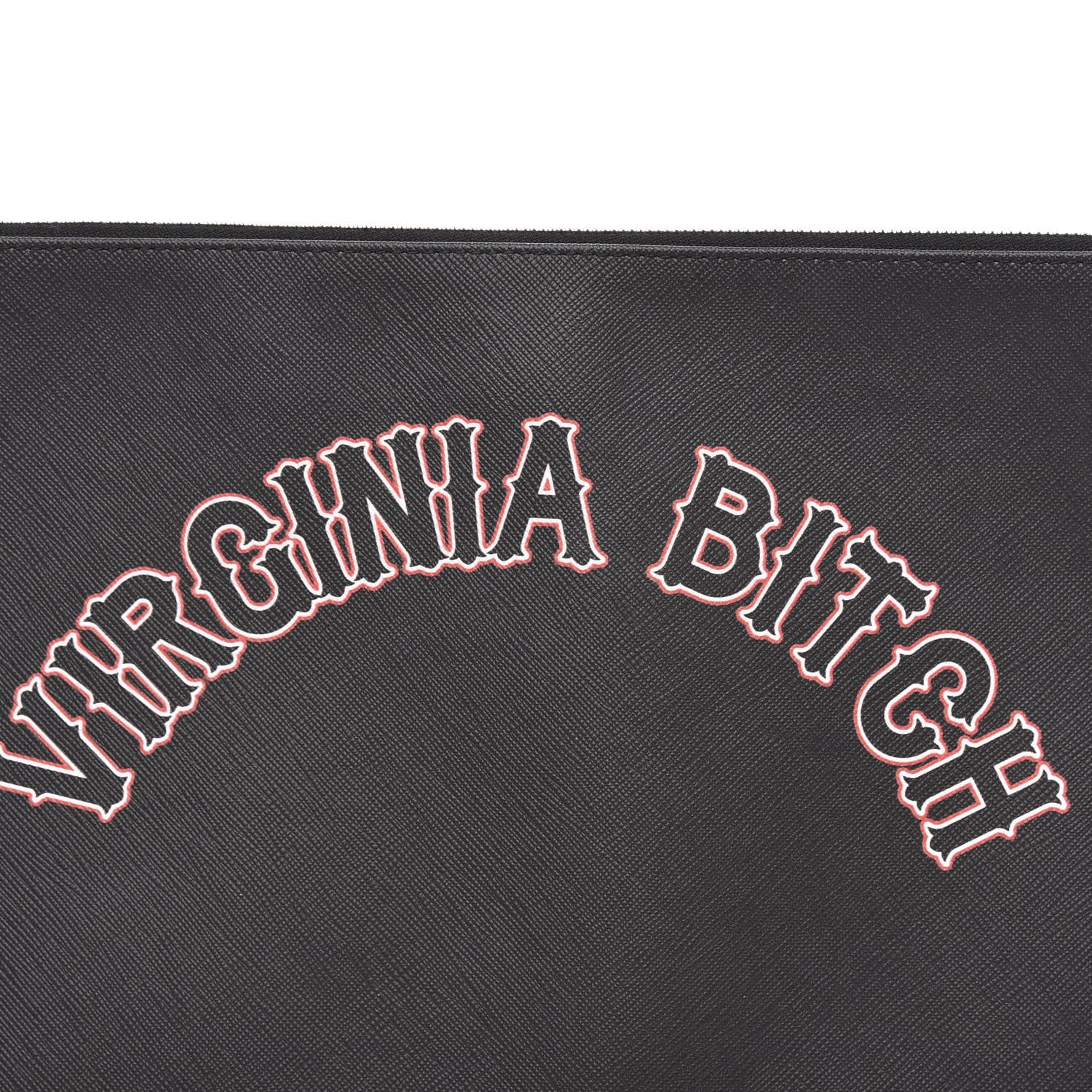 Givenchy Coated Canvas Medium Virginia Bitch Print Zip Pouch Black 8 of 10
