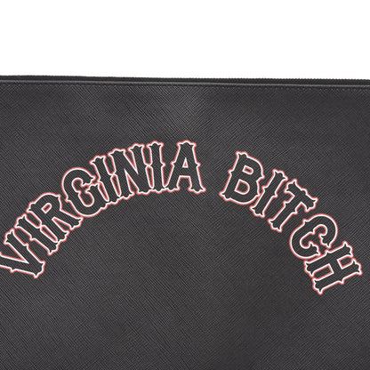 Givenchy Coated Canvas Medium Virginia Bitch Print Zip Pouch Black 8 of 10