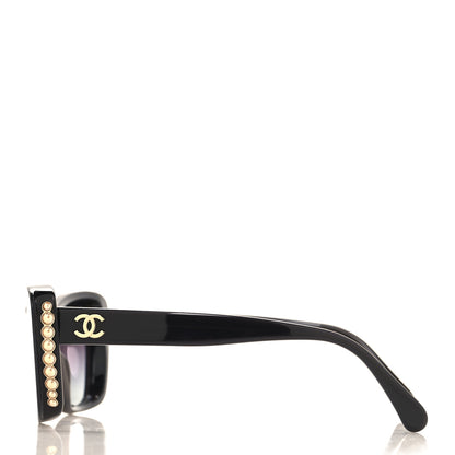 Chanel Acetate Pearl Cat Eye CC Sunglasses 5481-H Black 3 of 8