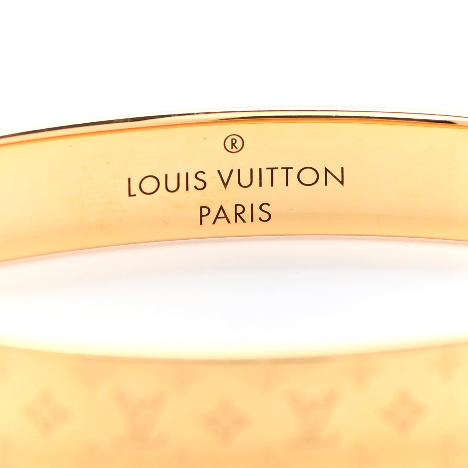 Louis Vuitton Brass Monogram Nanogram Cuff M Gold 4 of 5