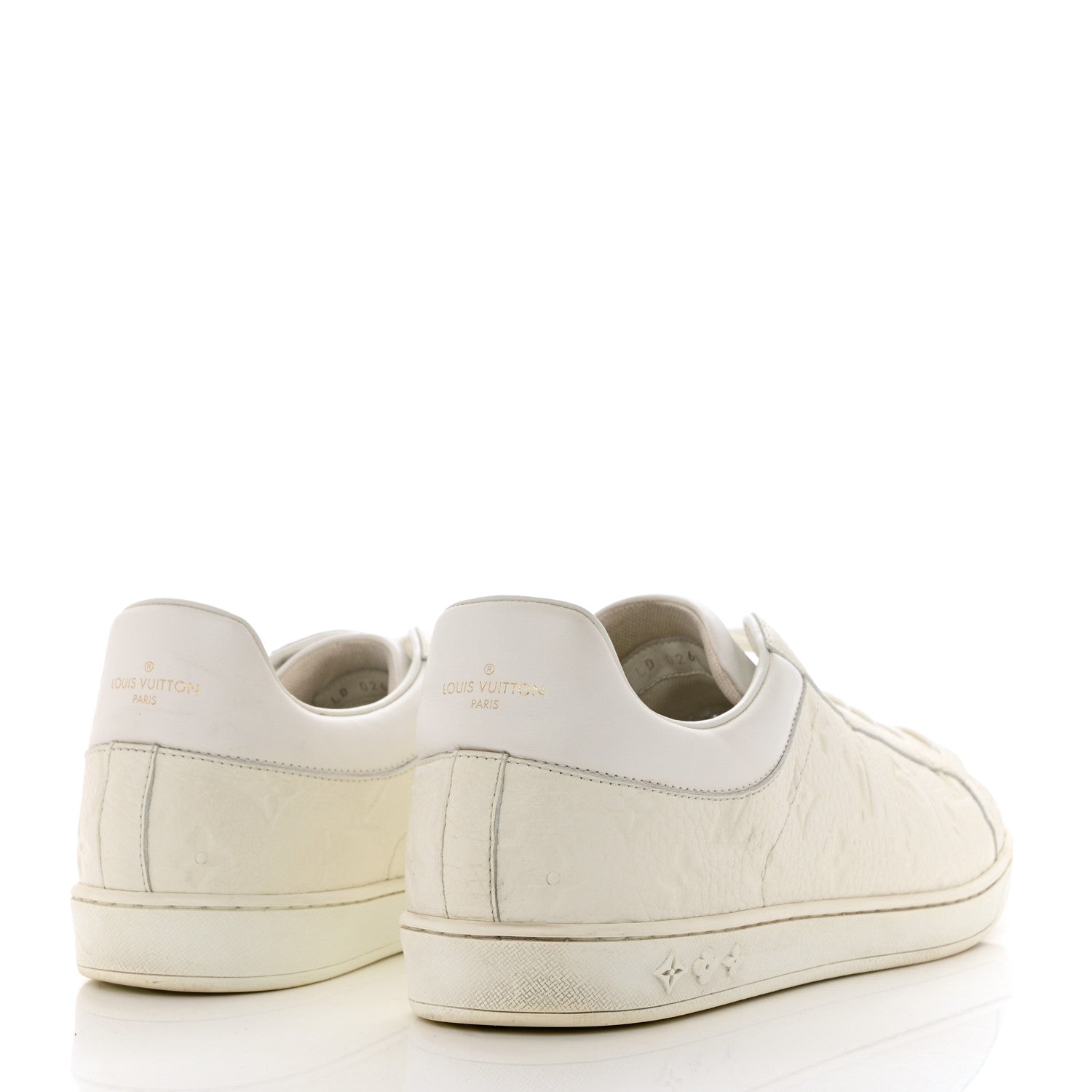 Louis Vuitton Grained Calfskin Embossed Monogram Mens Luxembourg Sneakers 10.5 White 4 of 11