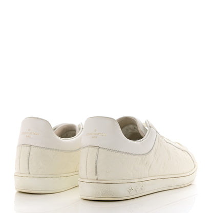 Louis Vuitton Grained Calfskin Embossed Monogram Mens Luxembourg Sneakers 10.5 White 4 of 11