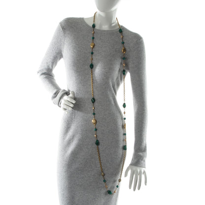 Chanel Gripoix Crystal Bead Necklace Gold Green 2 of 4