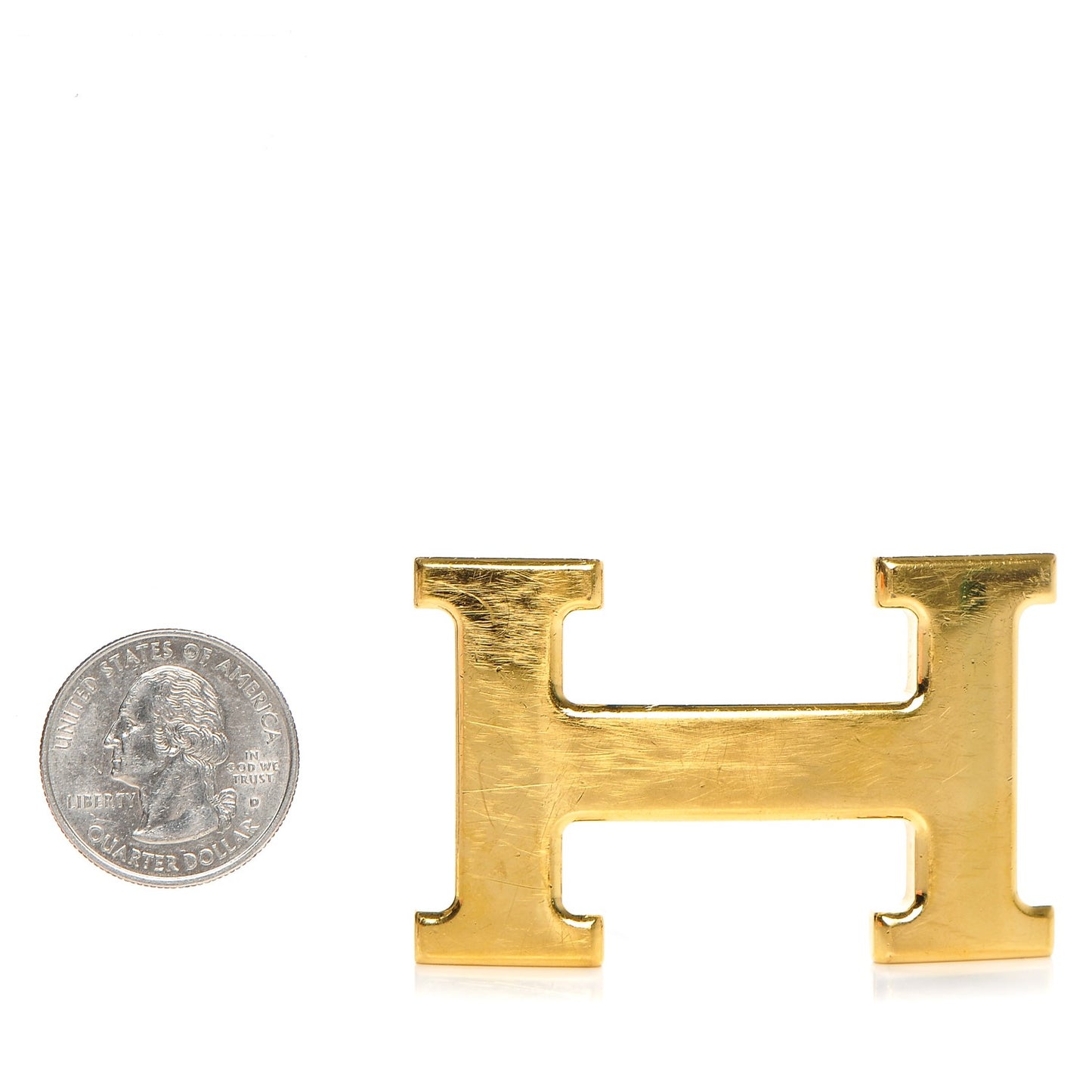 Polished 32mm H Belt Buckle Gold